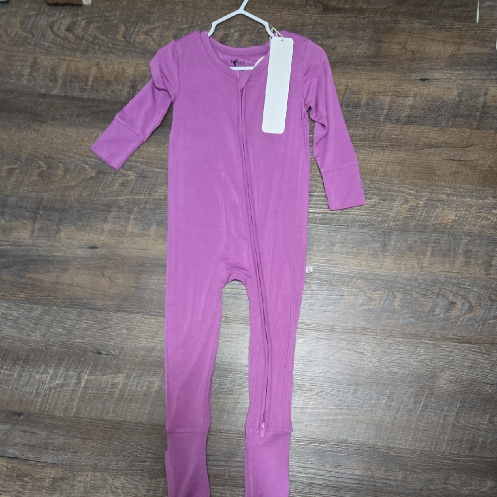 2T Bamboo Kids One-Piece Zip Romper - Purple